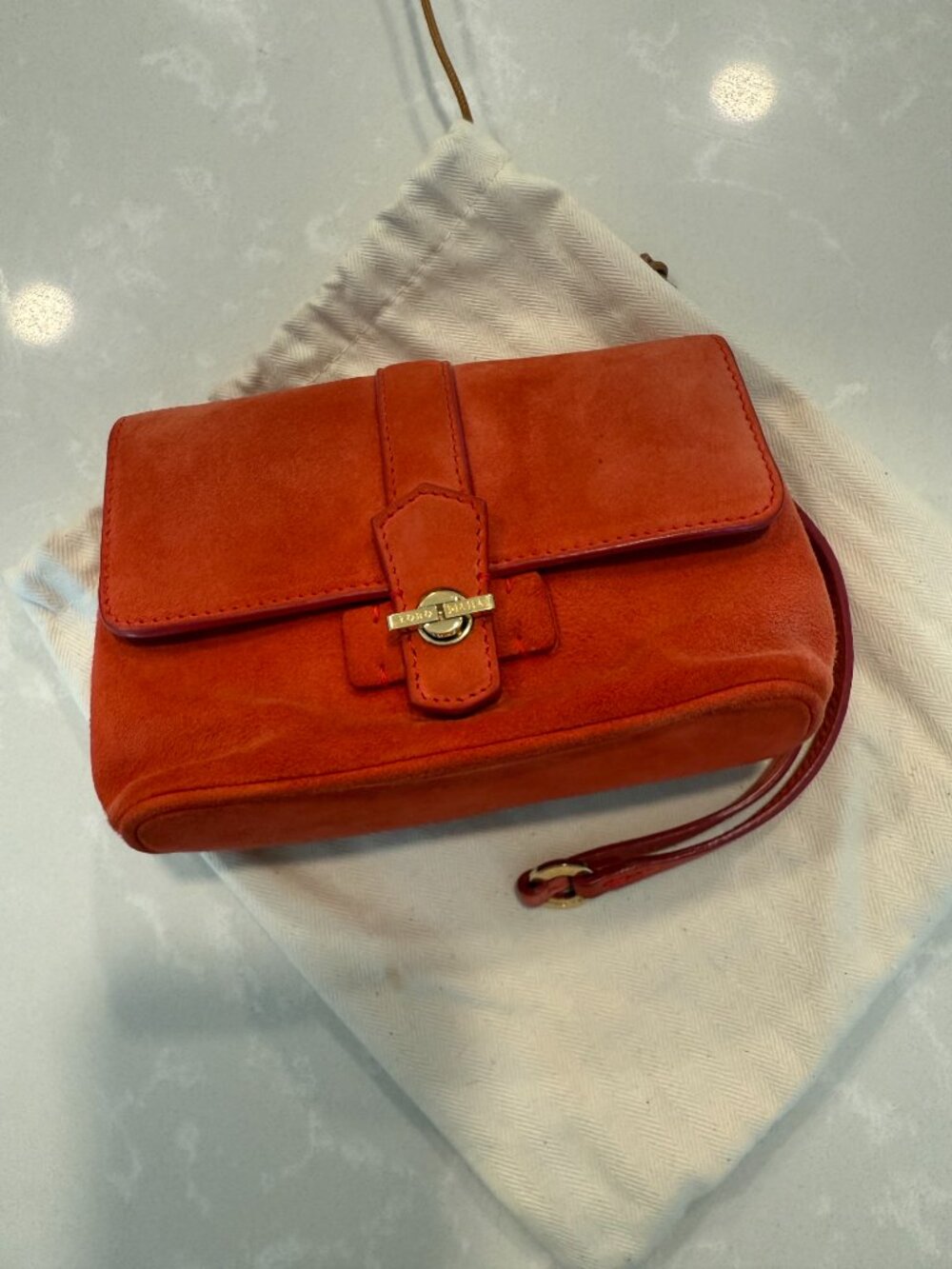Loro Piana Suede Pouch in Orange Red - Picture 7 of 8
